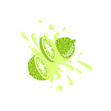 Lime Cut In The Air Splashing The Juice