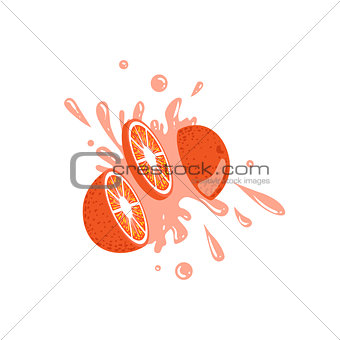 Grapefruit Cut In The Air Splashing The Juice