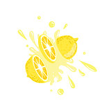 Lemon Cut In The Air Splashing The Juice
