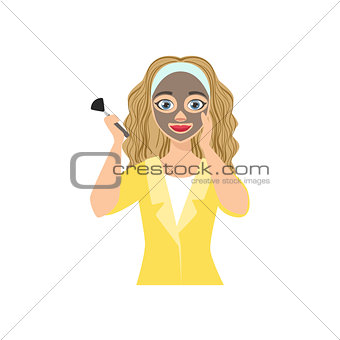 Woman Doing Dark Facial Mask Home Spa Treatment Procedure
