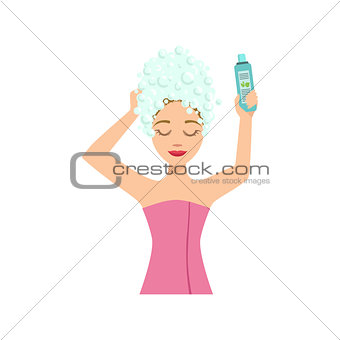 Woman Washing The Hair Home Spa Treatment Procedure