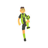 Football Player In Green Uniform Isolated Illustration