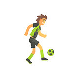 Football Player Running With Ball Isolated Illustration
