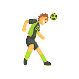 Football Player Smiling And Recieving The Ball On Head Isolated Illustration