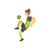 Football Player With Ponytail Isolated Illustration