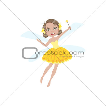 Cute Fairy In Yellow Dress Girly Cartoon Character