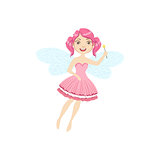 Cute Fairy With Magic Wand Girly Cartoon Character