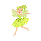 Cute Fairy In Green Dress Girly Cartoon Character