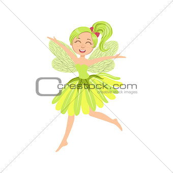 Cute Fairy In Green Dress Girly Cartoon Character
