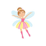 Cute Fairy In Pink And Yellow Dress Girly Cartoon Character