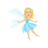 Cute Fairy In Blue Dress Girly Cartoon Character