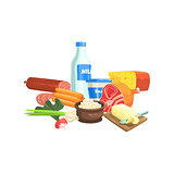 Farm Products Set Colorful Sticker