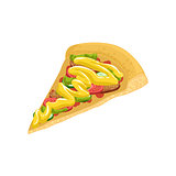 Pizza Slice Street Food Menu Item Realistic Detailed Illustration