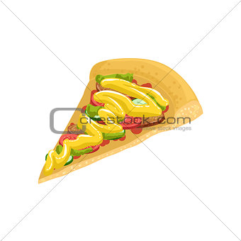 Pizza Slice Street Food Menu Item Realistic Detailed Illustration