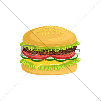 Burger Street Food Menu Item Realistic Detailed Illustration