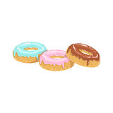 Doughnuts Street Food Menu Item Realistic Detailed Illustration