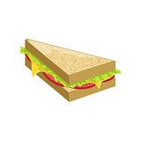 Triangle Sandwich Street Food Menu Item Realistic Detailed Illustration