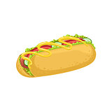 Hot Dog Street Food Menu Item Realistic Detailed Illustration