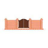 Brick Fence Design Element Template With Gates