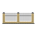 Stone Fence Design Element Template With Metal Grid
