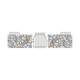 Dry Stack Wall Fence Design Element Template With Gate