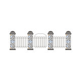 Pillars And Grid Fence Design Element Template