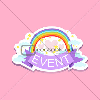 Event Template Label Cute Sticker With Rainbow