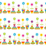 Rows of flower pots seamless background