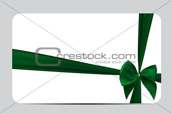 Gift Card Template with Silk Ribbon and Bow. Vector illustration