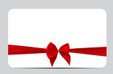 Gift Card Template with Red Silk Ribbon and Bow. Vector illustra