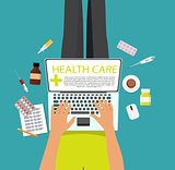 Health Care Modern Flat Concept Background Vector Illustration