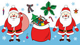 Vector Illustration of Santa Claus carrying sack full of gifts