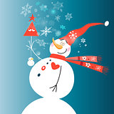 Christmas card with a snowman