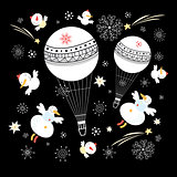 Festive balloons and snowmen
