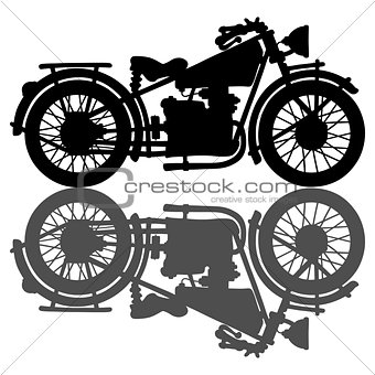 Silhouette of the vintage motorcycle