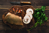 Lard roll with salt and garlic