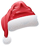 Red santa hat with fluffy white fur
