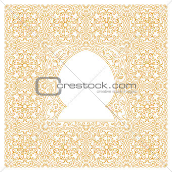 Eastern gold frames, arch. Template design elements in oriental style