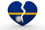 Broken white heart shape with Nauru flag
