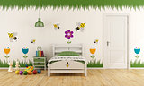 White child bedroom with decoration