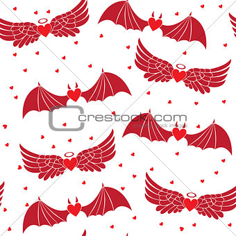 Vector seamless pattern with hand drawn colorful hearts