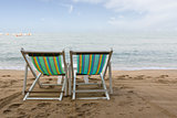 Beach chair on the beach in pattaya