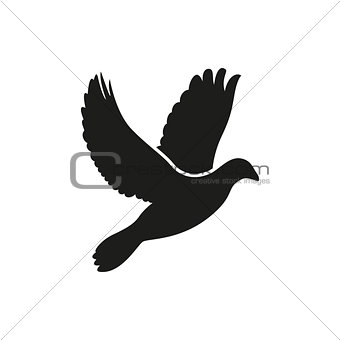 Simple flying dove side silhouette icon style