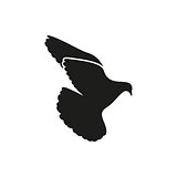 Simple black one single peace dove pigeon icon