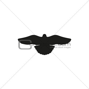 Simple stylized pigeon dove in flight front view