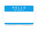 Blue color name tag blank sticker HELLO