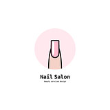 Pink nail on a finger. Beauty salon icon