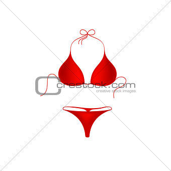 Bikini suit in red design