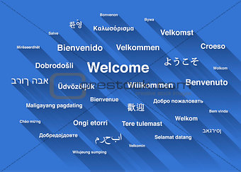 White welcome phrase in different languages