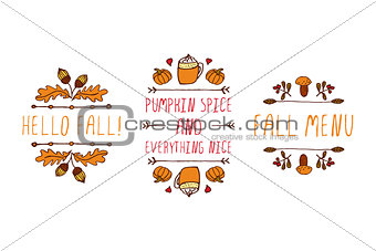Hand drawn autumn elements with inscription